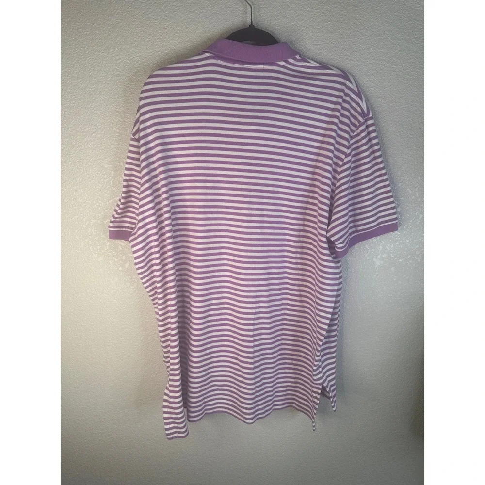 Polo Ralph Lauren Men's Purple Striped Short Sleeve Pony Logo Polo Shirt Size XL